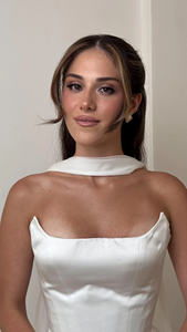 Mily gaun pengantin MHL636, Bustier tanpa lengan dan rok Maxi Satin belah 2 potong korset gaun pernikahan dengan syal - Product Image 5