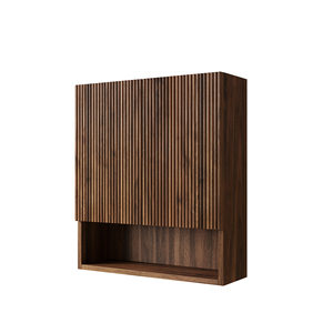 Mobiletto da bagno a parete Tobi 26 con ante a righe, ripiano e vano portaoggetti aperto sopra il WC - Product Image 3