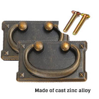 Poignée rectangulaire en alliage de zinc pour tiroir de meuble, anneau de tirage et bouton décoratif pour armoire antique