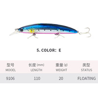 Leurre Minnow Flottant 110mm 20g Tête Rouge Dos Chartreuse Holographique Argenté Triple Hameçons OEM Lancer Longue Distance Vente en Gros