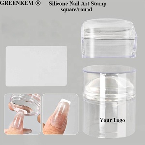 Tampon en silicone doux et transparent pour l'art des ongles, rond et carré, à couvercle français, pour bricolage - Product Image 1
