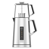 Bouilloire électrique intelligente Hotsy, nouvelle conception, portable, à double paroi en acier inoxydable, 1,7 L + 1 L, pot en verre, samovar, théière turque