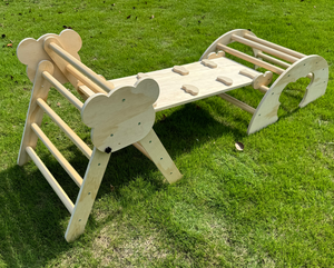 Venta caliente Marco de escalada de madera Plegable Color del arco iris Balance Beam Pickler Triangle Set para niños Juguetes de juego al aire libre e interior - Product Image 1