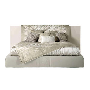 Современная черная кожаная кровать с леопардовым принтом, роскошная деревянная мебель для спальни с надписным дизайном для виллы и отеля - Product Image 5