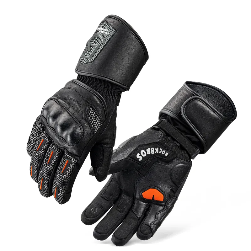 Winter Waterproof Motorcycle Riding Waterproof Cycling Gloves Leather for Men Touch Screen Motorcycle Gloves Outdoor Bicycle Glo