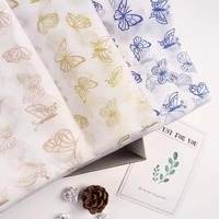 Papier de soie délicat de luxe à thème papillon pour l'emballage de fleurs séchées et l'emballage de bouquets floraux