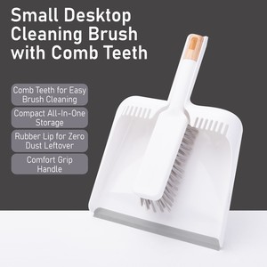 Set Mini Scopa e Paletta con Denti a Pettine, Bianco, per Pulizia Tavoli e Superfici Domestiche - Vendita all'Ingrosso - Product Image 1