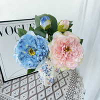 Bouquet de pivoines artificielles haut de gamme à bords brûlés pour décoration de table à manger, décoration de mariage et arrangement floral