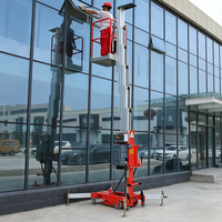Élévateur à mât mobile avec roues, 8 m, hydraulique, électrique, pour une ou deux personnes, capacité de 160 kg, vitesse de montée/descension de 22/20 secondes