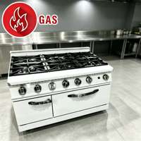 Kompor Gas Komersial 6 Tungku Berdiri Sendiri dengan Oven untuk Peralatan Katering Dapur