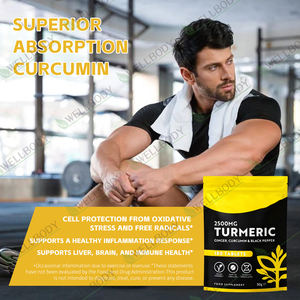 תוסף כורכום קורכומין WELLBOD OEM ODM מותג פרטי עם ביו-פרין וג'ינג'ר בטבליות, דרגת מזון, משפר חסינות - Product Image 4