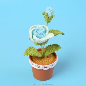 กระถางดอกกุหลาบโครเชต์ทำมือจากไหมพรม ขายส่ง สำหรับตกแต่งบ้าน - Product Image 3