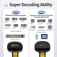 Escáner de Códigos de Barras 2D Xincode, Lector de Códigos QR USB, Pistola Escaneadora de Códigos de Barras CMOS, Escáneres de Códigos de Barras Inalámbricos Portátiles para Supermercados