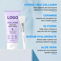 Masque de nuit au collagène végétalien biologique à étiquette privée OEM avec crème hydratante anti-âge, anti-rides et éclaircissante pour le visage