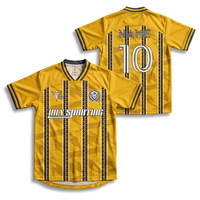 Jersey Sepak Bola Vintage Kuning Custom Oversized Boxy Streetwear Sublimasi Bahan Polyester Bernapas Unisex Retro