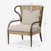 Fauteuil Chesterfield vintage avec revêtement en velours et assise tressée, structure en chêne massif pour salon