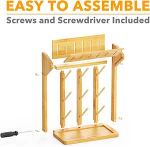 Escurridor de Biberones de Bambú con Revestimiento Resistente al Agua, Fácil de Limpiar, Secado Rápido, Ahorro de Espacio, Organizador de Mostrador para Biberones, Tetinas y Vasos - Product Image 3