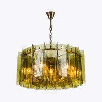 Lustre contemporain italien en fer et verre avec LED à intensité variable, idéal pour la maison et les mariages