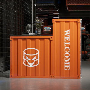 Comptoir de réception de style industriel Longstar, comptoir d'accueil orange tendance, comptoir de réception haute performance pour bar et salle de sport - Product Image 3