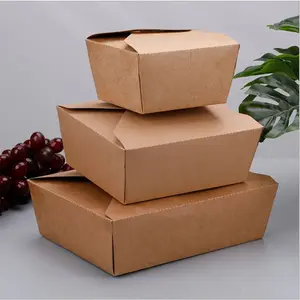 कस्टम डिस्पोजेबल सलाद कंटेनर पैकेजिंग बॉक्स फूड पेपर लंच बॉक्स 1# डबल कम्पार्टमेंट