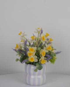 Arrangement de fleurs artificielles printanières, bouquet de narcisses, de lavande et d'<span class=keywords><strong>eucalyptus</strong></span> pour décoration bohème de chalet - Product Image 1