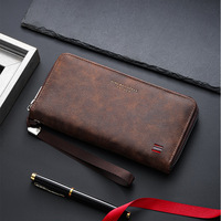 Dompet Kulit PU Pria Baru Warna Hitam, Tas Jinjing Bisnis Pria, Tas Tote Kapasitas Besar, Dompet Koin Multi-Kartu, Dompet Panjang Wanita
