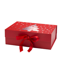 Boîtes cadeaux rigides de Noël personnalisables, écologiques, recyclées, de luxe, avec fermeture magnétique, style ruban, options de logo personnalisé
