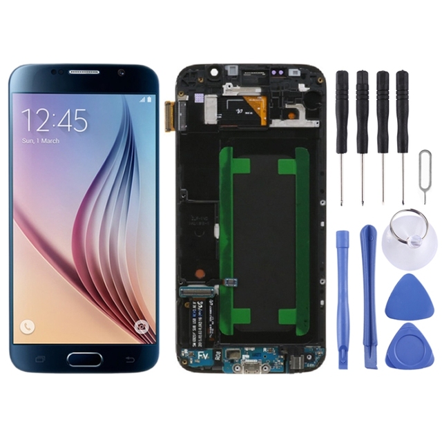 Original Super AMOLED LCD Screen Digitizer Full Assembly With Frame for Samsung Galaxy S6 SM-G920F