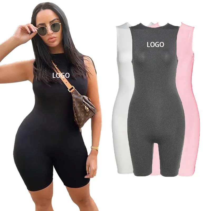 2022 new arrivals summer wholesale custom jumpsuits bodysuits sleeveless body suits romper for women stretch gym jumpsuit