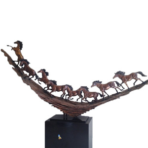Eight Horses Galloping Bronze <b>Ornament</b> Irregular Shape Artistic Sculpture Office Decor Business Gift Chinese Style - Product Image 5
