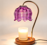 Lampe chauffe-bougie électrique violette avec minuterie, chauffe-bougie électrique, cadeau d'anniversaire ou de Noël pour femme, chauffe-cire pour fleurs