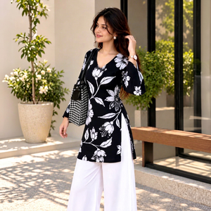 Blusas Kurti de Manga Larga con Cuello Cuadrado para Mujer |   Kurtis Elegantes y Kurtis Cortos para Mujer |   Kurti informal con jeans |   Kurti para Mujer - Product Image 1
