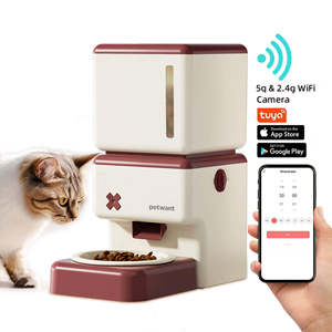 HEYBO-Dispensador de comida para animales pequeños con tazón de cerámica, dispositivo inteligente con <span class=keywords><strong>WiFi</strong></span> de 3,5 l, diseño de mermelada a prueba de granos - Product Image 1