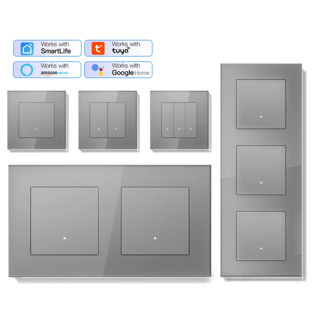 MVAVA Single Pole 10A EU Glass Voice Control Click Self-Resetting WiFi for Backlight Smart Home Zigbee Touch Wall Switch