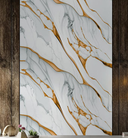 Autocollants muraux autocollants sans perçage, en PVC, effet marbre, finition brillante, imperméables et résistants à l'huile