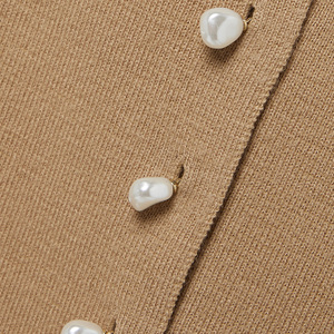 Sleeveless Knit Sweater Women Elegant Midi <strong>Dress</strong> Fall Button Pearl Wool Casual Rib Knitted Woolen <strong>Dress</strong> - Product Image 4