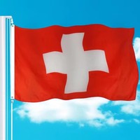 Drapeau suisse en polyester imprimé sur mesure, taille 3x5 pieds, vente en gros