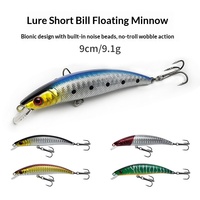 Leurre Bionique Sea Dog Flottant Minnow à Lame Courte, Appât Artificiel Dur avec Hameçons, Matériel de Pêche en Plastique pour la Pêche en Mer, Vente en Gros