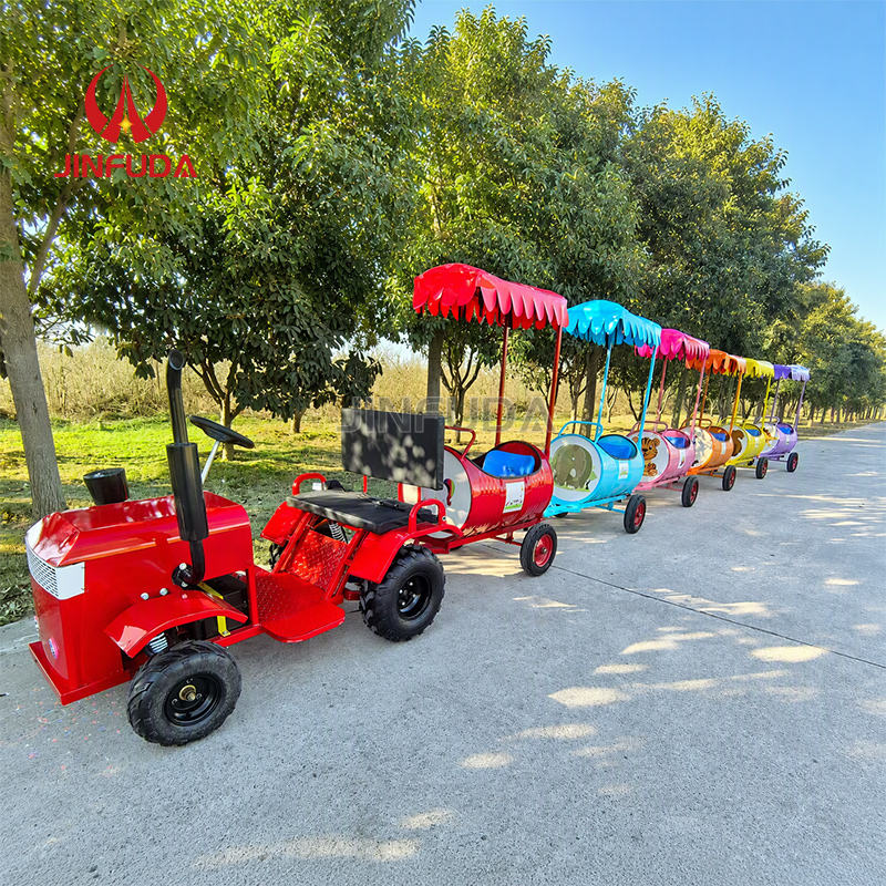 Trackless Train Fair Ride Customizable Color Trackless Electric Sightseeing Train Outdoor Kiddie ...