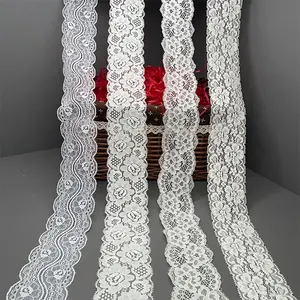 TUTON Bridal Supplier French Lace Narrow Stretch 6.0 CM Elastic Lace Trim