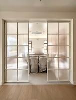 Pintu Geser Kaca Double Glazing Soft Closing Rangka Tipis Modern untuk Ruang Tamu, Kamar Tidur, Dapur, Ruang Makan, Balkon, Interior Rumah
