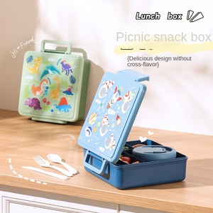 Boîte à lunch bento pour enfants avec <span class=keywords><strong>thermos</strong></span>, boîte à bento étanche pour tout-petits avec pot alimentaire isolé de 10 oz, sac d'emballage OEM disponible. - Product Image 3