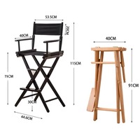 Chaise de Réalisateur Portable en Bois Massif avec Siège en Toile, Chaise Pliante d'Extérieur à Dossier Haut, Chaise de Loisirs, Logo Personnalisé