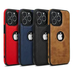 For iPhone 15 Case, Vintage PU Leather Slim Soft Grip Non-Slip Soft TPU Bumper Phone Back Cover For iPhone 12 13 14 15 Pro Max