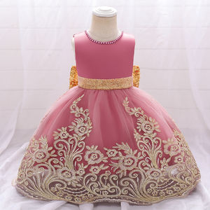 Ropa Infantil de Buena Calidad, Vestido con Lentejuelas Doradas y Lazo Bordado para Niñas, Vestido para Fiestas de Cumpleaños y Bodas L1973XZ - Product Image 2