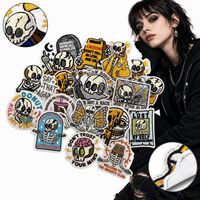 Patch brodé thermocollant ou à coudre, thème gothique, crâne et squelette, avec slogan humoristique sombre et citation sur la santé mentale, vente en gros