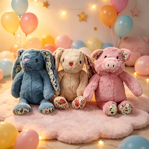 Plush Dog Toy Crinkly Rabbit Blue White Pig Powder Floral <b>Pattern</b> Sound Making Indoor Pet Chew Toys - Product Image 1