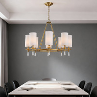 Lustre de style américain pour salon, chambre à coucher, salle à manger, moderne, simple, en laiton, créatif, design, doré, moyen, à intensité variable