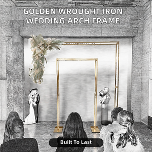 Arco Dorado Semicircular de Doble Poste con Estructura de Hierro Forjado Ecológico para Bodas, Decoración con Globos y Accesorios Personalizados de Fábrica - Product Image 2