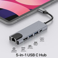 Station d'accueil Mindpure 5-en-1 USB C avec HDMI 4K, RJ45 LAN Gigabit Ethernet 1000 Mbps, USB 3.0 100W PD pour MacBook, ordinateur portable, PC